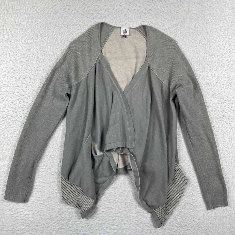 Cabi Sweater‎ Womens Medium Gray Open Front Waterfall Casual Office Travel Work